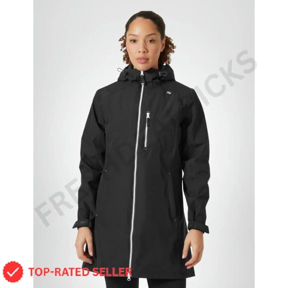 Waterproof Long Rain Jacket Sporty Chic Classic Trench Style Breathable
